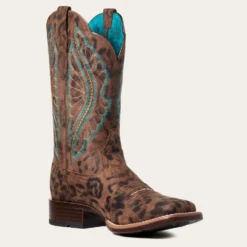 Ariat Women's Primetime Leopard Square Toe Western Boots -Western Cowboy Equipment Store 10035935 medial warm