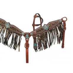Showman Pony Metallic Leopard Headstall And Breast Collar