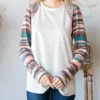 Solid Cream Serape And Leopard Long Sleeved Shirt