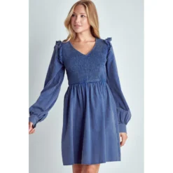 Washed Smocked Bust Flare Dress -Western Cowboy Equipment Store 17540743 3a32119c 6ae9 4ab4 a730 3cdb5ba5b26e