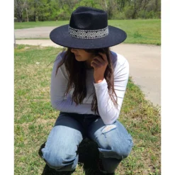 Women's Black Fedora W/ Aztec Band -Western Cowboy Equipment Store 20220413 134057