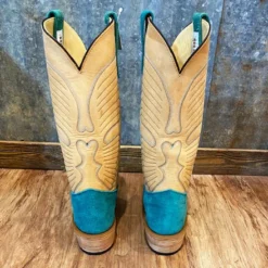Olathe Wyoming Teal Roughout Boots -Western Cowboy Equipment Store 256600 2