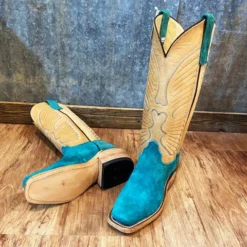 Olathe Wyoming Teal Roughout Boots -Western Cowboy Equipment Store 256600 3