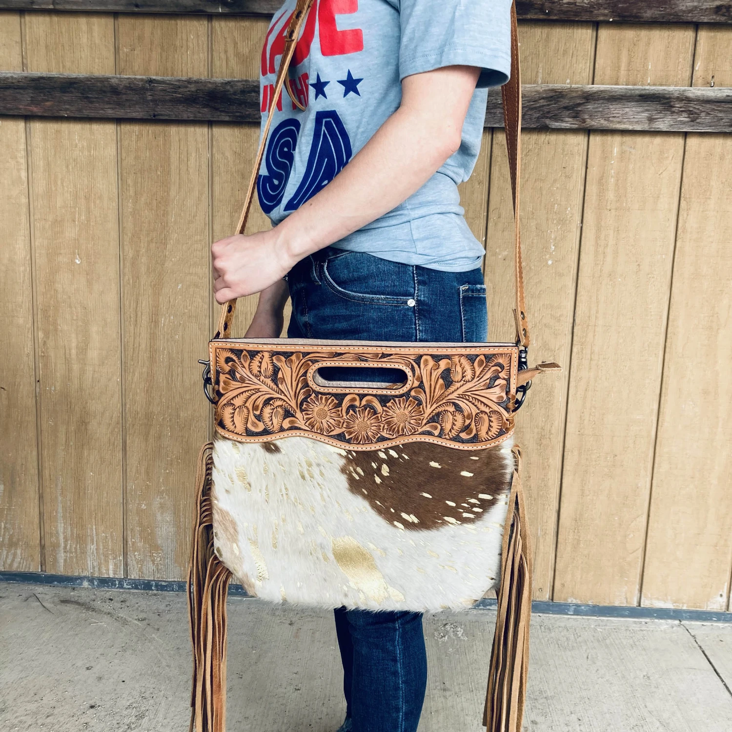 American Darling Cowhide/Fringe Purse 1 American Darling Cowhide/Fringe Purse