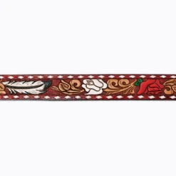 American Darling Red & White Flower Tooled Belt -Western Cowboy Equipment Store ADBLF118D