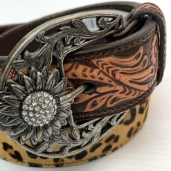 Leopard Sunflower Tooled Belt -Western Cowboy Equipment Store Angel Ranch D140001802 3 1024x1024 950a8b46 2d33 482d a5fa c252988738d8