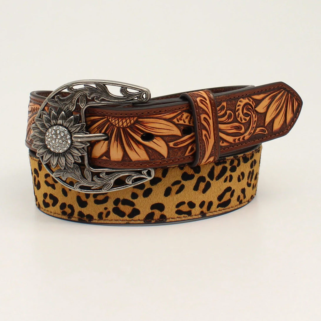 Leopard Sunflower Tooled Belt