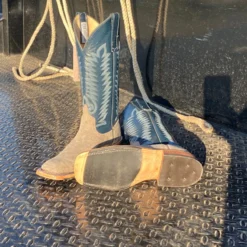 Anderson Bean Women's Grey & Regal Blue Waxy Kudu Boots -Western Cowboy Equipment Store IMG 6018