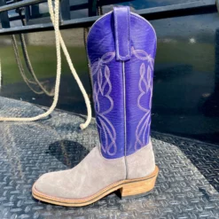 Olathe Grey And Purple Smoked Bacon Boots -Western Cowboy Equipment Store IMG 6162