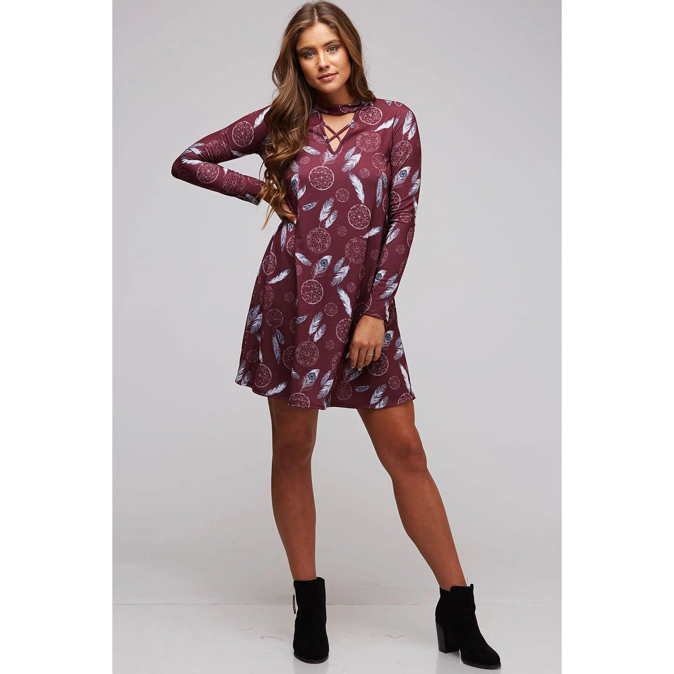 Women's Burgundy Dream Catcher Anabel Dress 3 Women's Burgundy Dream Catcher Anabel Dress - Image 3