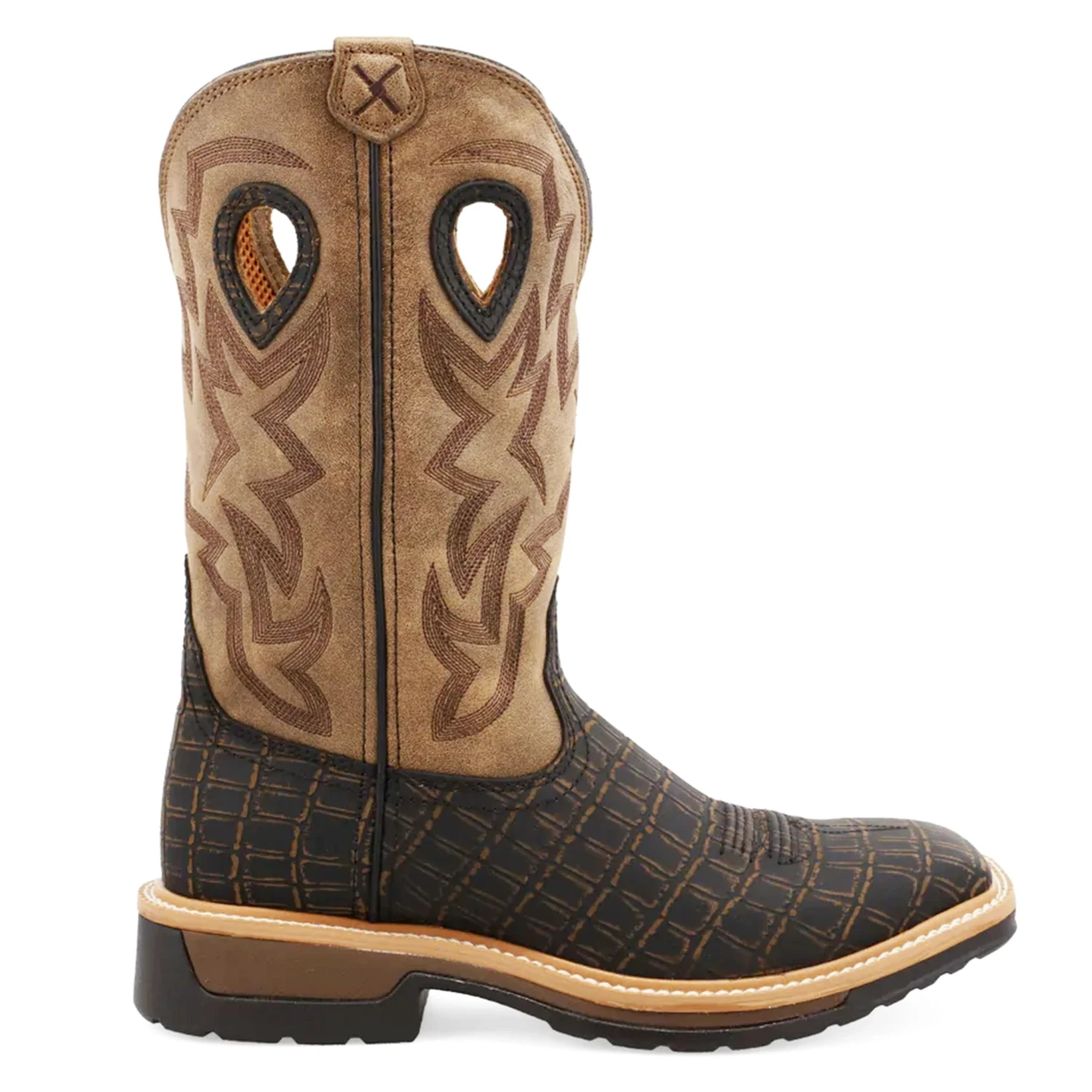 Twisted X Men's Brown Caiman Print Square Toe Boot 4 Twisted X Men's Brown Caiman Print Square Toe Boot - Image 4