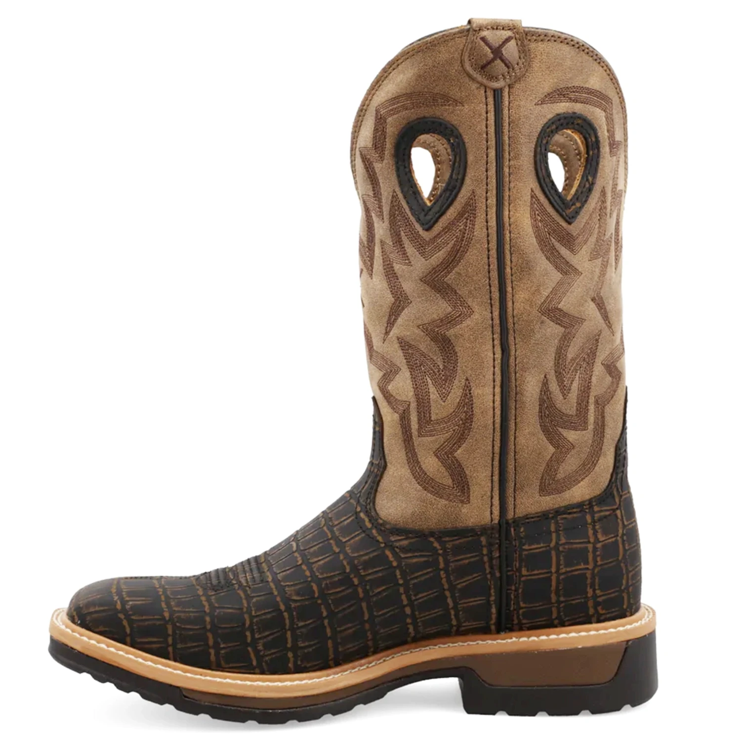 Twisted X Men's Brown Caiman Print Square Toe Boot 2 Twisted X Men's Brown Caiman Print Square Toe Boot - Image 2