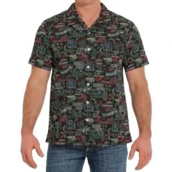 Cinch Men's Black Neon Sign Short Sleeve