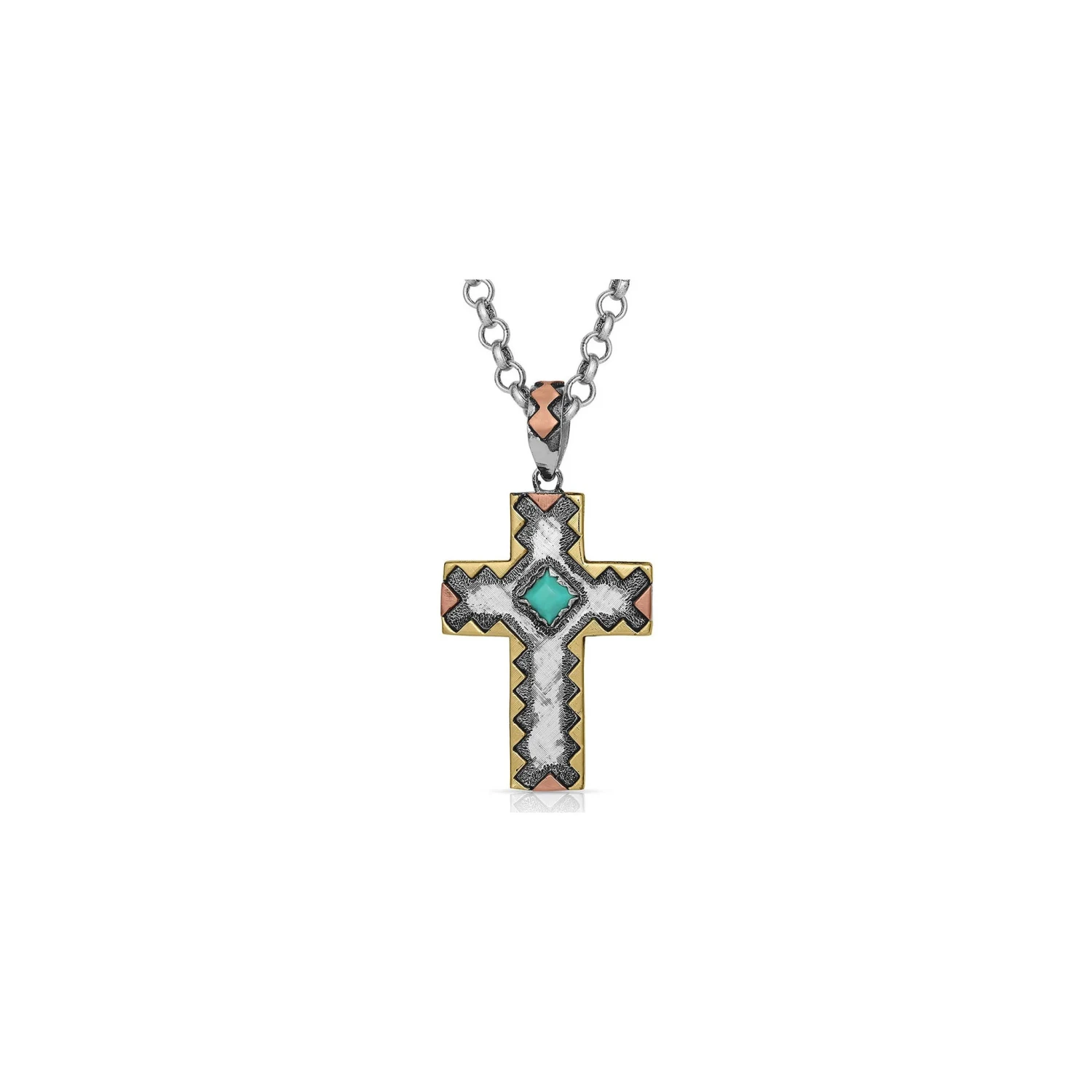 Montana Silversmiths Antiqued Serrated Cross Necklace 1 Montana Silversmiths Antiqued Serrated Cross Necklace