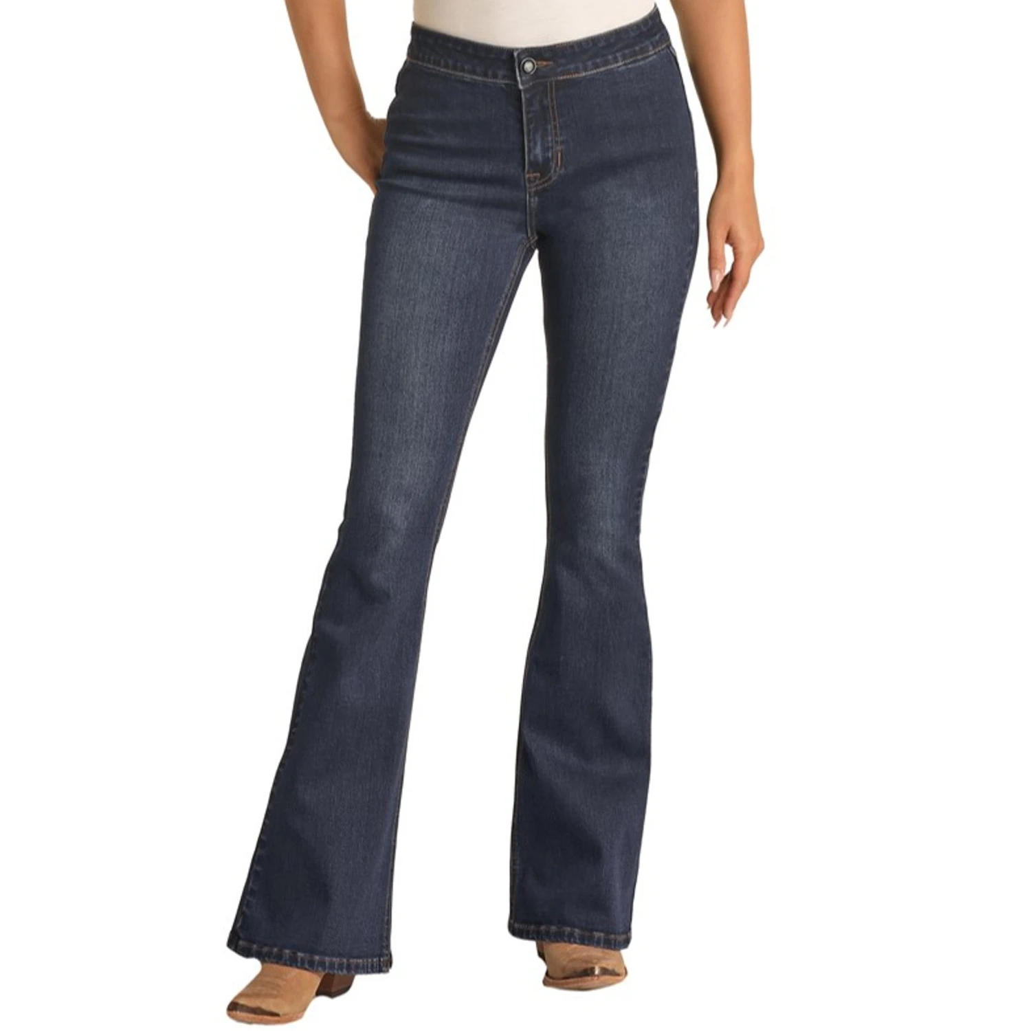 Rock & Roll Cowgirl Dark Wash Flare Jeans 2 Rock & Roll Cowgirl Dark Wash Flare Jeans - Image 2
