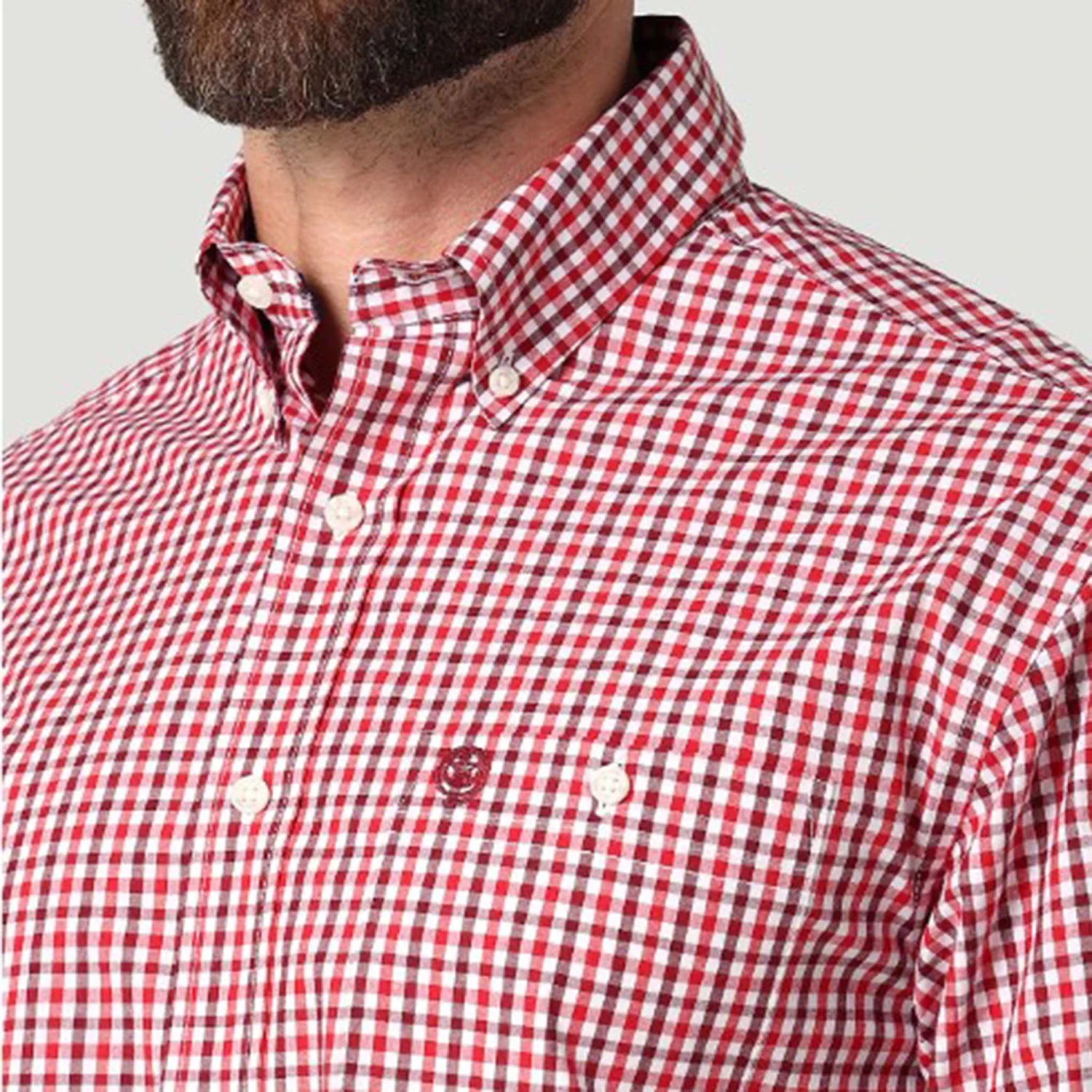 Wrangler George Strait Red/White Plaid Button Down L/S 3 Wrangler George Strait Red/White Plaid Button Down L/S - Image 3