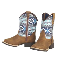 Twister Kids Heston White/Blue Aztec Boots