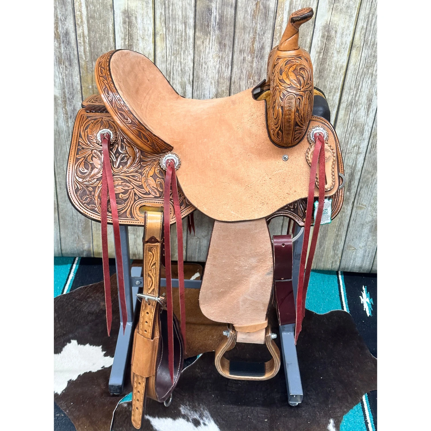 Paul Taylor 15 Inch Floral Barrel Saddle 2 Paul Taylor 15 Inch Floral Barrel Saddle - Image 2