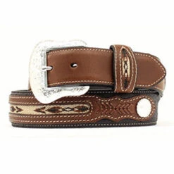 Men's Black And Brown Western Belt