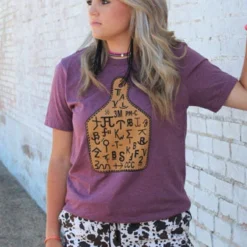 Women's Heather Burgundy Branded Ear Tag Short Sleeve Shirt