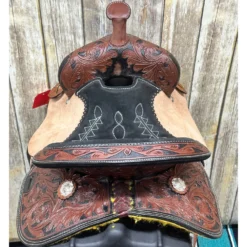 Paul Taylor Chocolate Floral Tooled Youth Saddle 7 Paul Taylor Chocolate Floral Tooled Youth Saddle -Western Cowboy Equipment Store yback