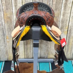 Paul Taylor Chocolate Floral Tooled Youth Saddle 6 Paul Taylor Chocolate Floral Tooled Youth Saddle -Western Cowboy Equipment Store yfront
